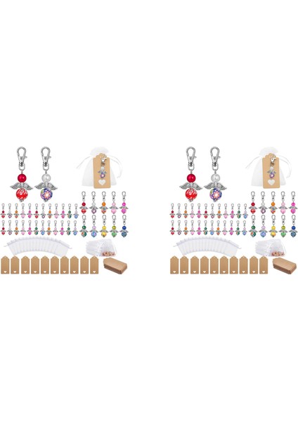 2x Guardian Angel Kolye Yıldız Kolye ile Açılı Anahtar Yüzük Şanslı Konuk Leri Düğün Kızlar Guardian Angel Bag ile (Yurt Dışından)