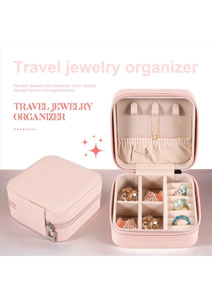 Taşınabilir Mücevher Kutusu Organizatör Küpe Kolye Için Seyahat Takı Depolama Çantası Pembe (Yurt Dışından) indirimleri