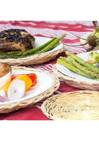 8 Adet Bambu Kağıt Plaka Tutucu - 10 Inç Yuvarlak Dokuma Plaka Tutucu Piknik Partisi Için Yeniden Kullanılabilir Kağıt Plaka Tutucuları (Yurt Dışından) fırsatları