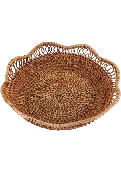 El Dokuması Rattan Depolama Sepeti Meyve Sepeti Hasır Dokuma Tepsi Restoranı Küçük Konteyner Ev Dekorasyonu S-23X5 5cm (Yurt Dışından)