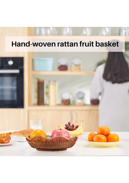 El Dokuması Rattan Depolama Sepeti Meyve Sepeti Hasır Dokuma Tepsi Restoranı Küçük Konteyner Ev Dekorasyonu S-23X5 5cm (Yurt Dışından) fırsatları