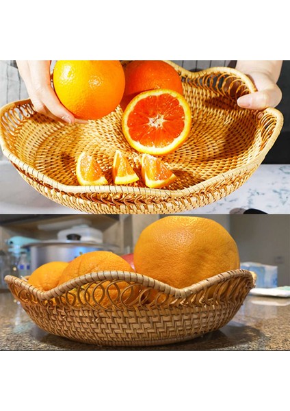 El Dokuması Rattan Depolama Sepeti Meyve Sepeti Hasır Dokuma Tepsi Restoranı Küçük Konteyner Ev Dekorasyonu S-23X5 5cm (Yurt Dışından) indirimleri