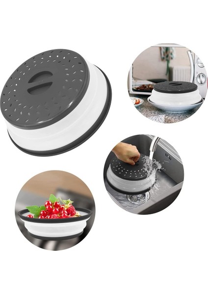 2 Paket Katlanabilir Mikrodalga Fırlatma Kapağı Kolay Kavrama Saplı Mikrodalga Kapağı Süzgeç Sepeti Bulaşık Makinesi Güvenli (Yurt Dışından) fırsatları