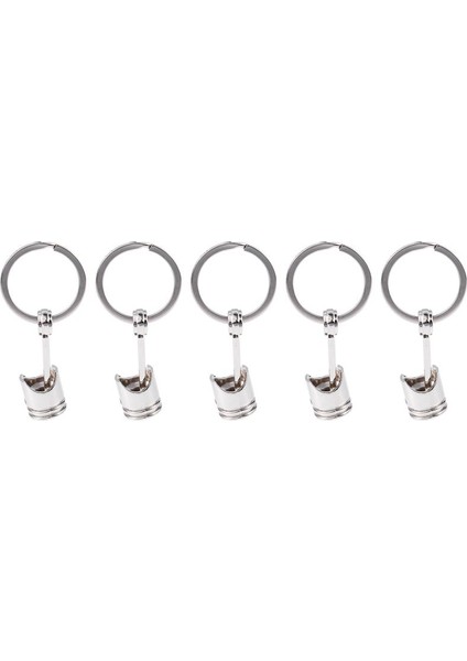 5x Modaya Motodlu Araba Motoru Piston Anahtarlama Zinciri Anahtarlık Anahtarı Fob Gümüş (Yurt Dışından)