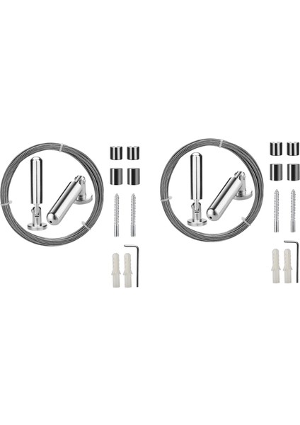 Sanat Ekran Için 2x Duvar Montaj Perdesi Tel Çubuk Seti - Paslanmaz Çelik Fotoğraf Asma Tel Camsline Tel (5 Metre) (Yurt Dışından)