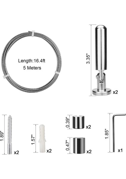 Sanat Ekran Için 2x Duvar Montaj Perdesi Tel Çubuk Seti - Paslanmaz Çelik Fotoğraf Asma Tel Camsline Tel (5 Metre) (Yurt Dışından) fiyatları