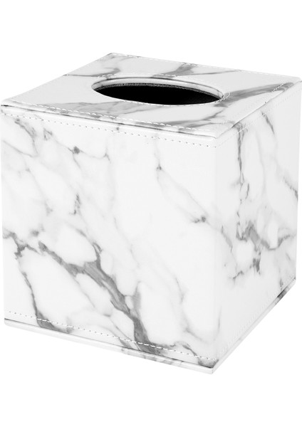 Mermer Kare Kare Doku Kutusu Pu Deri Rulo Kağıt Tutucu Kutusu Peçete Kağıt Kutusu Kapak Kilitli Havlu Kutusu (Yurt Dışından)