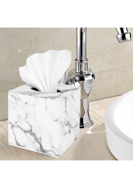 Mermer Kare Kare Doku Kutusu Pu Deri Rulo Kağıt Tutucu Kutusu Peçete Kağıt Kutusu Kapak Kilitli Havlu Kutusu (Yurt Dışından) fırsatları