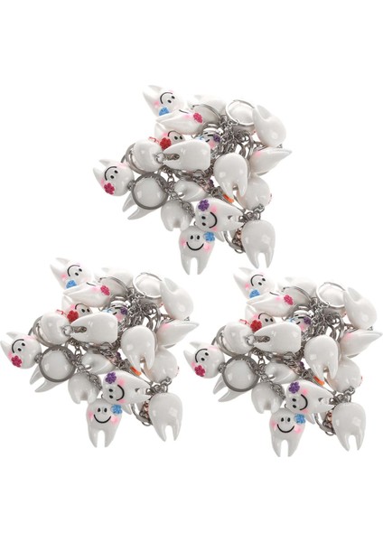 60 Pcs Anahtarlık Anahtar Yüzük Hang Diş Şekli Sevimli Diş Si (Yurt Dışından)
