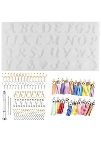 Ters Harf Reçine Kalıp Kiti Reçine Diy Için Silikon Kalıp Harf ve Dekoratif Epoksi Reçine Anahtarlık Yapım Seti (Yurt Dışından)