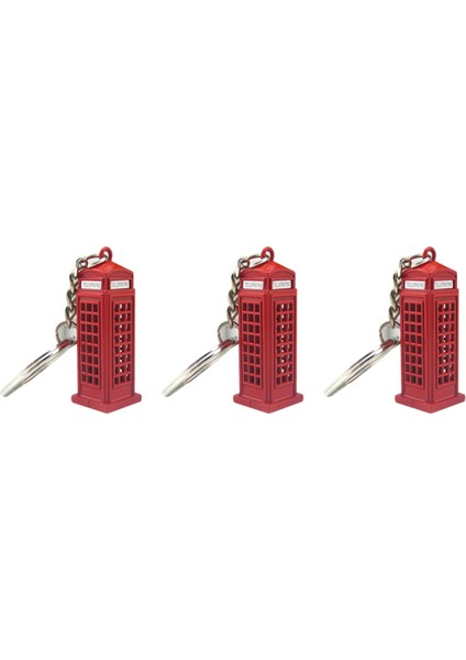 3x Vintage Telefon Kabini Ingiliz Minyatür Londra Araba Anahtar Yüzük Anahtarlıklar Diecast Anahtarlık Si Kadın Kızlar (Yurt Dışından)