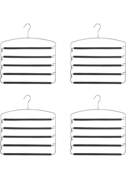 5x Pantolon Askılar 5 Katmanlar Metal Saf Sihirli Askılar Slip Donan Fon Slip Fook Yastıklı Salıncak Kolu Uzay Tasarrufu Askı Depolama Organizatör (Yurt Dışından)
