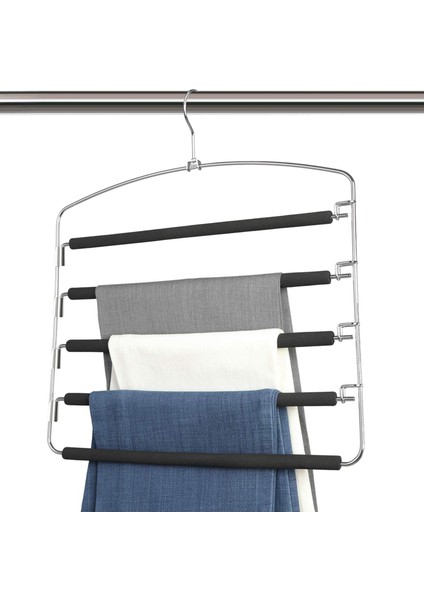 5x Pantolon Askılar 5 Katmanlar Metal Saf Sihirli Askılar Slip Donan Fon Slip Fook Yastıklı Salıncak Kolu Uzay Tasarrufu Askı Depolama Organizatör (Yurt Dışından) modelleri