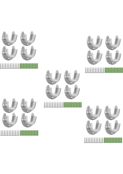 20 Adet Paslanmaz Çelik Asılı Çubuk Braketi U Şekilli Perde Çubuk Braketi Vidalı Yuvarlak Tüp Soketleri (25MM) (Yurt Dışından)