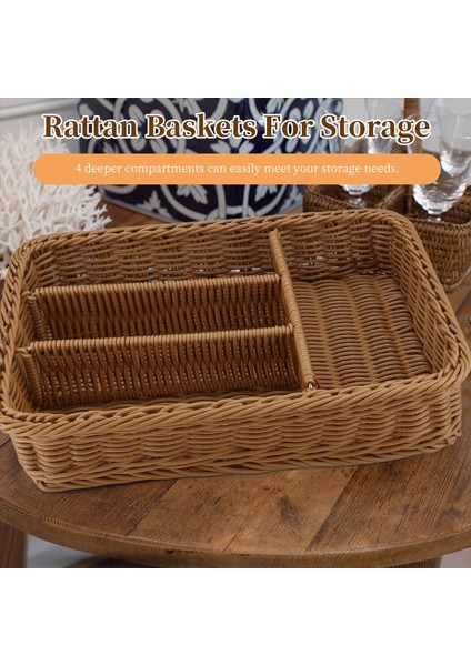 Rattan Çatal Teşheri Sepet Sepeti Sepet Sepet Depolama Takımı Çatal Bıçağı Sepeti Rattan Masaüstü Çekmecesi (Yurt Dışından) indirimleri