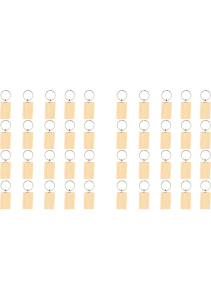 40PCS Boş Ahşap Anahtarlı Diy Ahşap Anahtar Zincirleri Anahtar Etiketler Ler Sarı Dikdörtgen (Yurt Dışından)