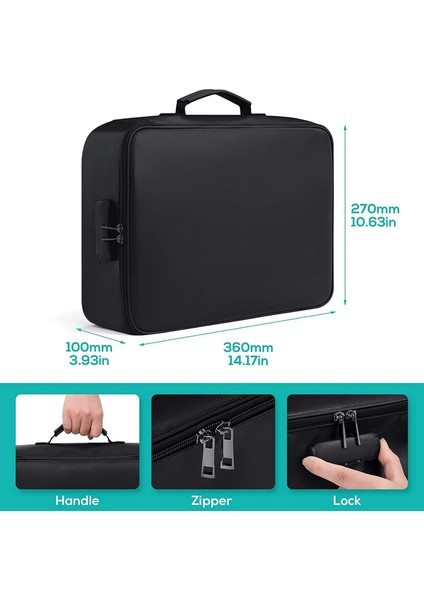 Fireproof Belge Çantası Kilitli Home Office Seyahat Fireproof ve Su Geçirmez Güvenlik Kutusu Taşınabilir Tutucu Dosya Depolama (Yurt Dışından) modelleri