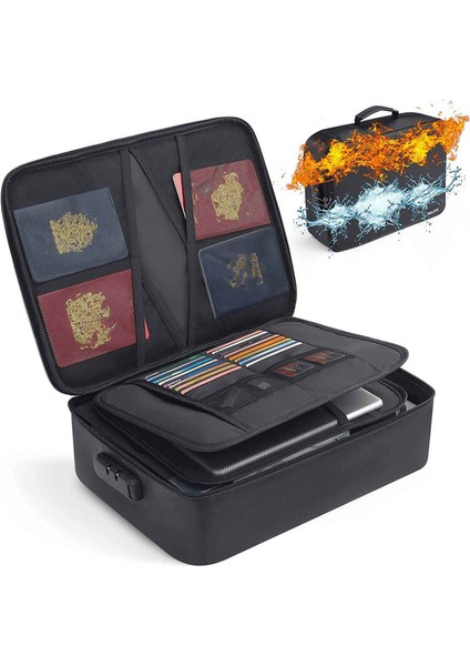 Fireproof Belge Çantası Kilitli Home Office Seyahat Fireproof ve Su Geçirmez Güvenlik Kutusu Taşınabilir Tutucu Dosya Depolama (Yurt Dışından) fırsatları
