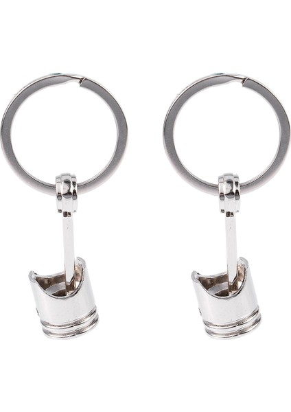 2x Moda Araba Motoru Piston Anahtarlık Zinciri Anahtar Zinciri Anahtar Fob Gümüş (Yurt Dışından)
