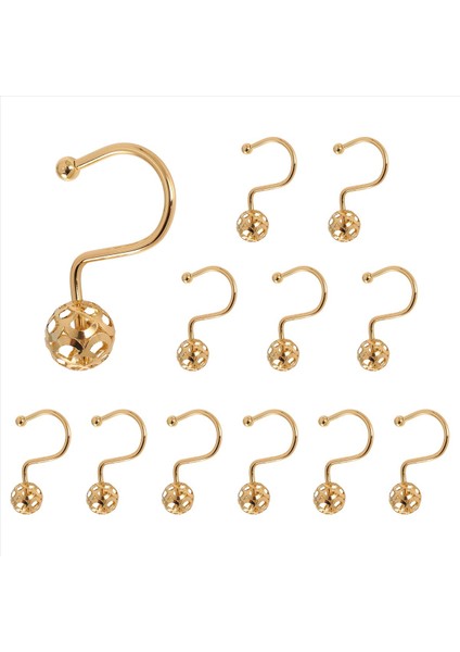 Altın Duş Perdesi Kanca Halkaları 12 Dekoratif Duş Perdesi Kancası Seti Banyo Için Metal Pas Yalıtım Duş Yüzükleri (Yurt Dışından)