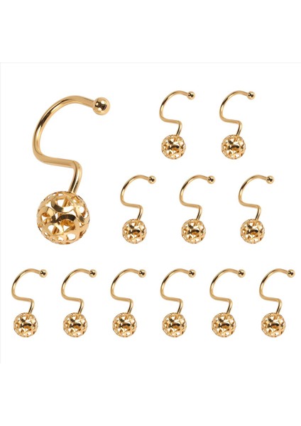 Altın Duş Perdesi Kanca Halkaları 12 Dekoratif Duş Perdesi Kancası Seti Banyo Için Metal Pas Yalıtım Duş Yüzükleri (Yurt Dışından) fiyatları