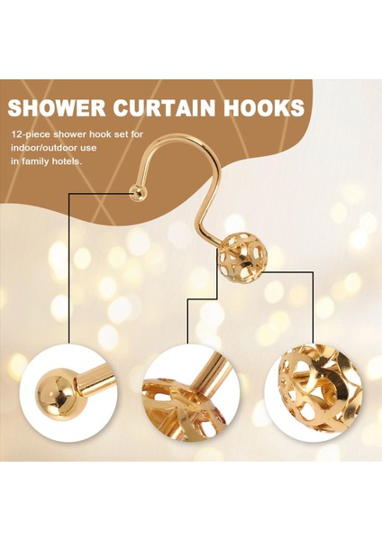 Altın Duş Perdesi Kanca Halkaları 12 Dekoratif Duş Perdesi Kancası Seti Banyo Için Metal Pas Yalıtım Duş Yüzükleri (Yurt Dışından) fırsatları