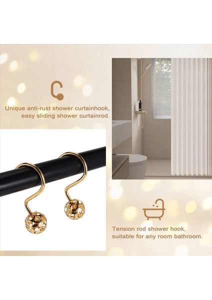 Altın Duş Perdesi Kanca Halkaları 12 Dekoratif Duş Perdesi Kancası Seti Banyo Için Metal Pas Yalıtım Duş Yüzükleri (Yurt Dışından) indirimleri