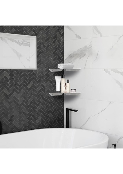 2 Adet Akrilik Duvar Montaj Yüzen Köşe Rafları Çeyrek Duş Raf Asılı Köşe Rafları Duvar Ekran (Beyaz) (Yurt Dışından) fırsatları