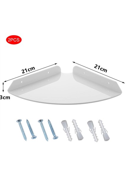 2 Adet Akrilik Duvar Montaj Yüzen Köşe Rafları Çeyrek Duş Raf Asılı Köşe Rafları Duvar Ekran (Beyaz) (Yurt Dışından) indirimleri