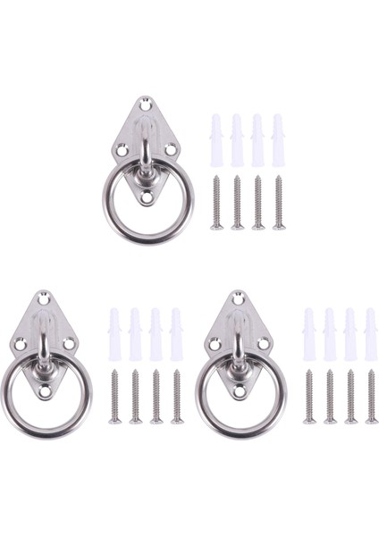 Yuvarlak Halka Paslanmaz Çelik ile Duvar Veya Tavan Için 3x Montaj Kancası - Sling Eğitmeni Için Braket / Bağlantı Hamak (Yurt Dışından)