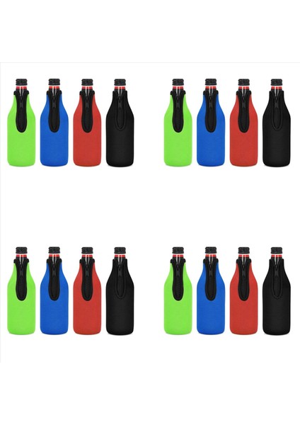 16 Paket Bira Şişesi Izolatör Kolu Içecek Soğuk Zip-Up Şişe Ceketleri Bira Şişesi Soğutucu Kollu Neopren Kapak (Yurt Dışından)