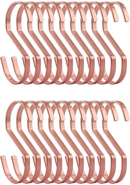20 Paket 4 Inç Gül Altın Krom Kaplama Çelik Asılı Düz Kancalar S Şekilli Kanca Ağır Hizmet Kancaları Mutfak Eşyaları Için Saksılar (Yurt Dışından)