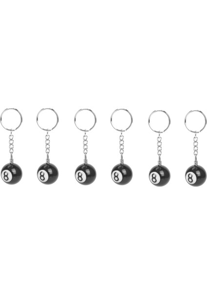 6x Bilardo Top Anahtar Zinciri Anahtar Yüzük Mutlu No 8 (Yurt Dışından)