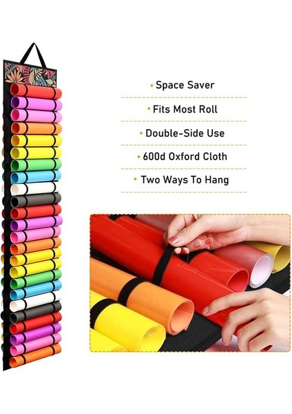 48 Bölmeli Vinil Rulo Tutucu Vinil Depolama Organizatörü Zanaat Vinil Depolama Rafı Ev Zanaat Odası Kapısı Duvar (Yurt Dışından) fırsatları