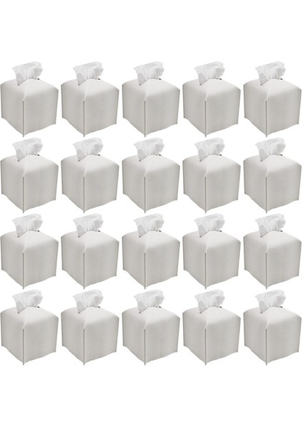 20X Doku Kutusu Kapak Tutucu Kare Pu Deri Yüz Doku Kutusu Rulo Kağıt Dağıtıcı Banyo Soyunma Masası-Beyaz (Yurt Dışından)