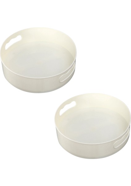 2x Dönen Tepsisi Turnabağı Mutfak Depolama Kapları Baharat Kavanozu Food Snack Tepsisi Kaymaz Kurutulmuş Depolama Plakası Beyaz (Yurt Dışından)