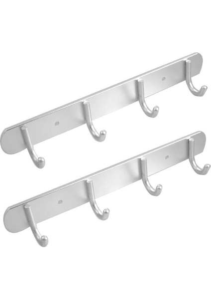 2x Alüminyum Alaşım 4 Askı Havlu Şapka Ceket Giysileri Duvar Montajı Kancası (Yurt Dışından)