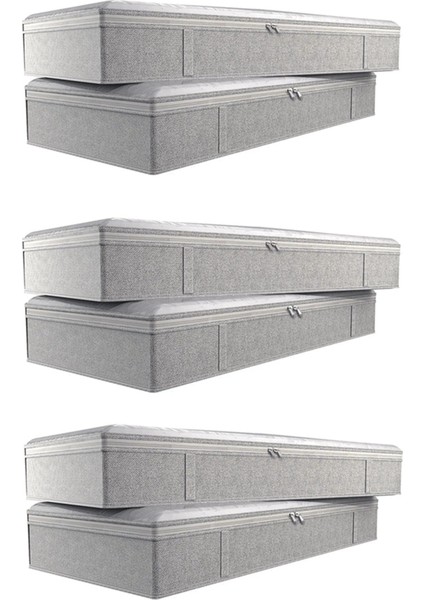 6x Yatak Çantaları Altında Katlanabilir Yatak Depolama Kutuları Altında Kalın Nefes Alabilir Giysiler Depolama Çantaları Organizatör (Yurt Dışından)