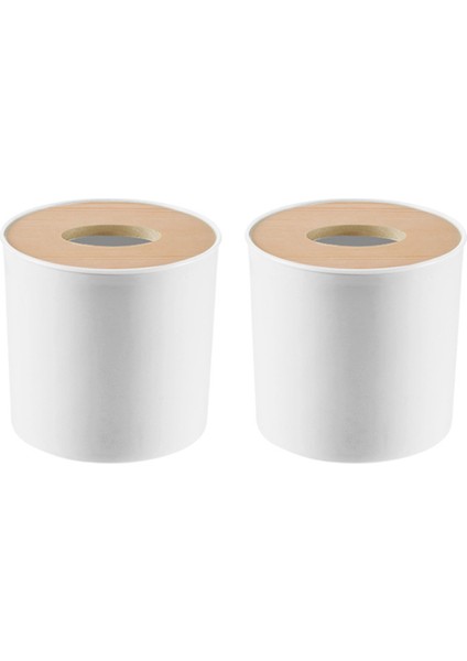2x Ahşap Kapak Yuvarlak Rulo Kağıt Doku Tüpü Hanehalkı Çıkarılabilir Mini Ahşap Doku Kutusu (Yurt Dışından)