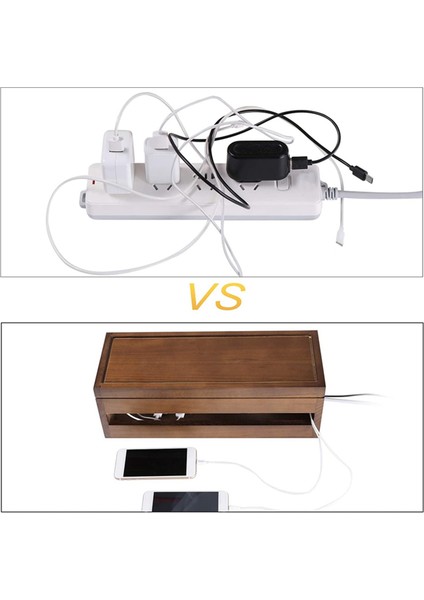 2x Kablo Yönetimi Kutusu Ahşap Kordon Organizatör Kutusu Uzatma Kablosu Gücü Şerit Surge Koruyucusu Tel (Kahve Renkleri) (Yurt Dışından) modelleri