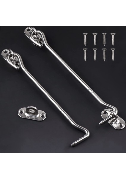 2 Adet Paslanmaz Çelik Kabin Kancası ve Vidalı Göz Mandalı (8 Inç) - Deklanşör Penceresi Için Ağır Hizmet Kapı Kapısı Mandal (Yurt Dışından) indirimleri