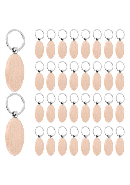 50 Adet Ahşap Anahtarlık Oval Ahşap Gravür Boşluklar Bitmemiş Ahşap Anahtar Halka Anahtar Etiketi Dıy El Sanatları (Oval) (Yurt Dışından)