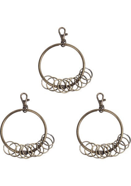 3x Bronz Ton Karabinası Mahkum Keying 10 Döngü Ana Zincir Yüzük 7 6cm (Yurt Dışından)