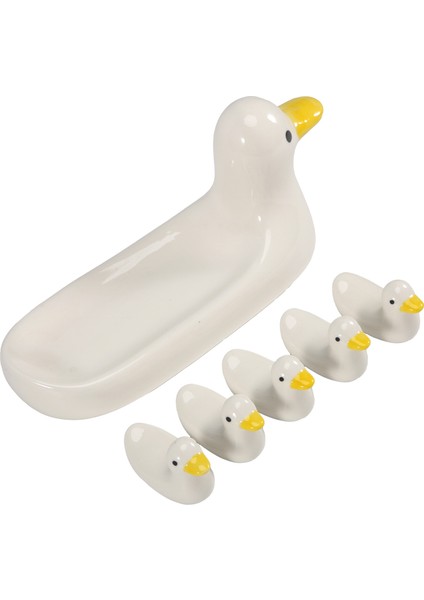 6 Adet Güzel Ördek Yavrusu Çubuk Tutucu Seti Destek Çatal Kahve Kaşığı Küçük Yaratıcı Yemek ve Ördek Standı Kithchen Araçları (Yurt Dışından) modelleri