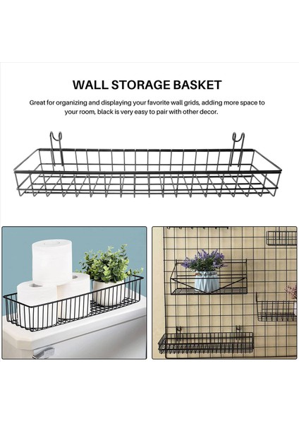 Tel Duvar Izgara Paneli Çok Fonksiyonlu Duvar Depolama ve Ekran Sepeti Için Asılı Sepet 40X10X5CM Siyah Boyalı (Yurt Dışından) fırsatları