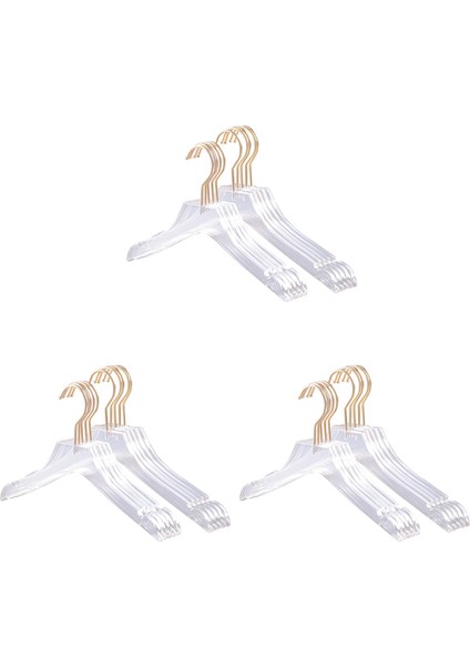 15 Adet Altın Kancalı Temiz Akrilik Giysiler Askısı Şeffaf Gömlekler Elbise Askı Bayan Çocuklar Için Çentiklerle L (Yurt Dışından)