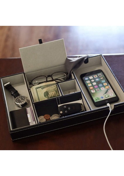 Erkekler Için 2x Vale Tepsisi Edc Tepsisi Komidin Organizatörü Masa Organizatörü Şarj Istasyonu Hepsini Yakala Dresser Tepsisi (Yurt Dışından) indirimleri