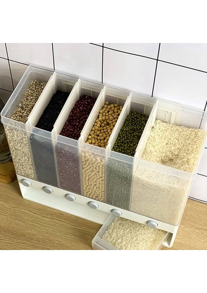 2x 10KG Duvara Monte Bölünmüş Pirinç ve Tahıl Dispenser 6 Nem Kanıtı Plastik Otomatik Raflar Kapalı Gıda Saklama Kutusu (Yurt Dışından) modelleri