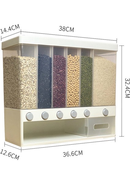 2x 10KG Duvara Monte Bölünmüş Pirinç ve Tahıl Dispenser 6 Nem Kanıtı Plastik Otomatik Raflar Kapalı Gıda Saklama Kutusu (Yurt Dışından) fırsatları