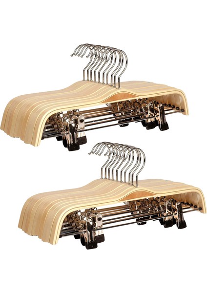 20 Paket Katı Kaplamalı Ahşap Pantolon/etek Askı Anti-Rasli Klipsli Eldivenler Ceket Giysileri Askıları (Yurt Dışından)